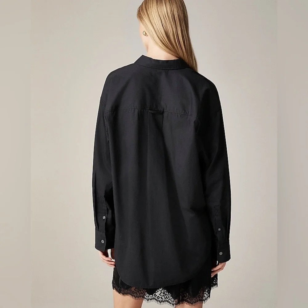 J. Crew Étienne Oversized Shirt Lightweight Oxford in Black Size Large NWT - Picture 4 of 9